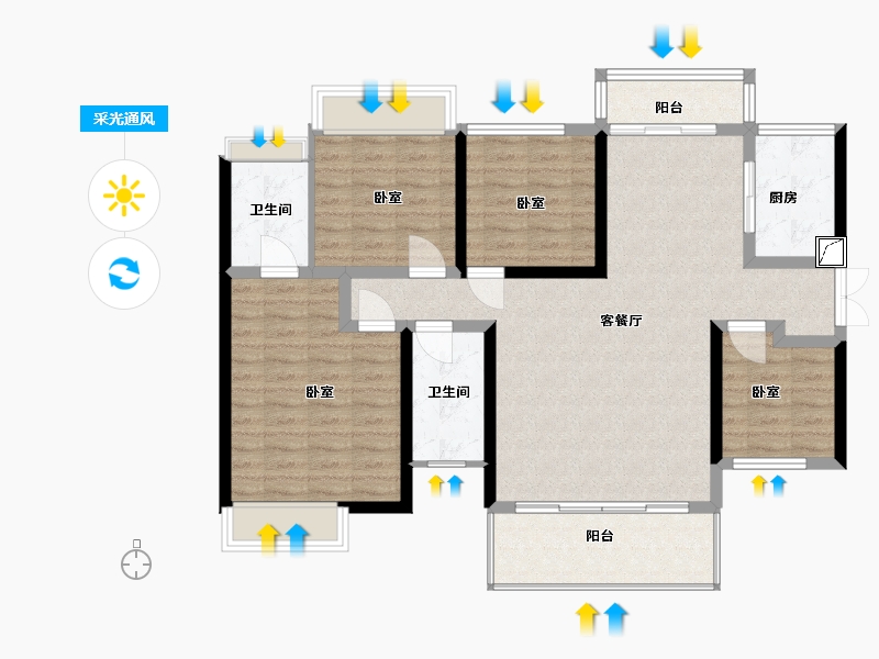 湖南省-郴州市-爱莲瓏熙府-106.00-户型库-采光通风