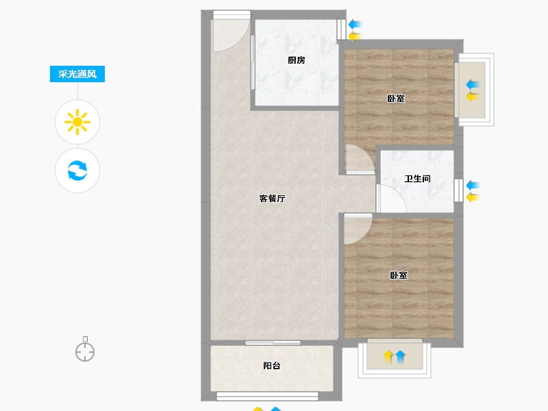 陕西省-西安市-西安深国投中心-58.51-户型库-采光通风