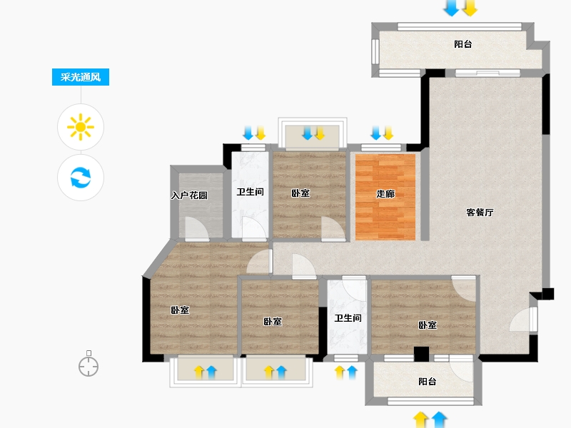 广东省-梅州市-程江金苑-93.13-户型库-采光通风