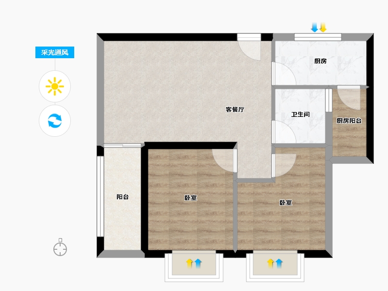 陕西省-西安市-西安深国投中心-56.46-户型库-采光通风