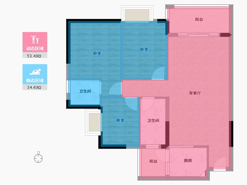 广东省-惠州市-海伦堡海伦虹-79.25-户型库-动静分区