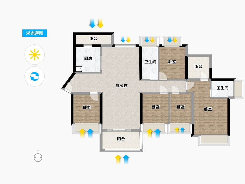 广东省-深圳市-深圳东星河丹堤-119.22-户型库-采光通风