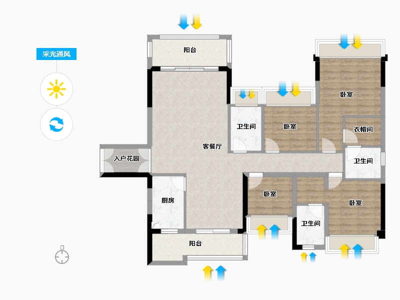 广东省-梅州市-创杰·璟苑-120.96-户型库-采光通风