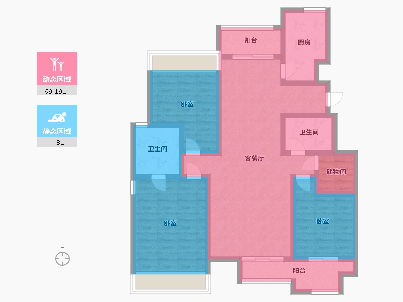 江苏省-镇江市-恒泰·蓝湾-100.00-户型库-动静分区