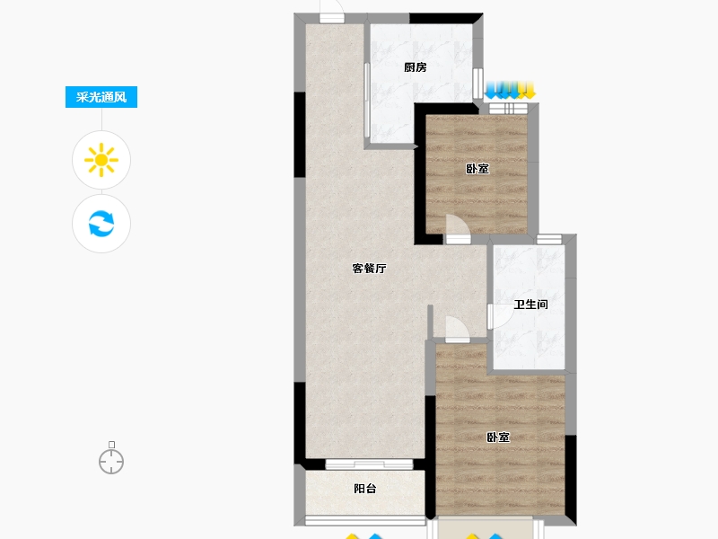 湖北省-武汉市-武汉恒大时代新城-59.00-户型库-采光通风