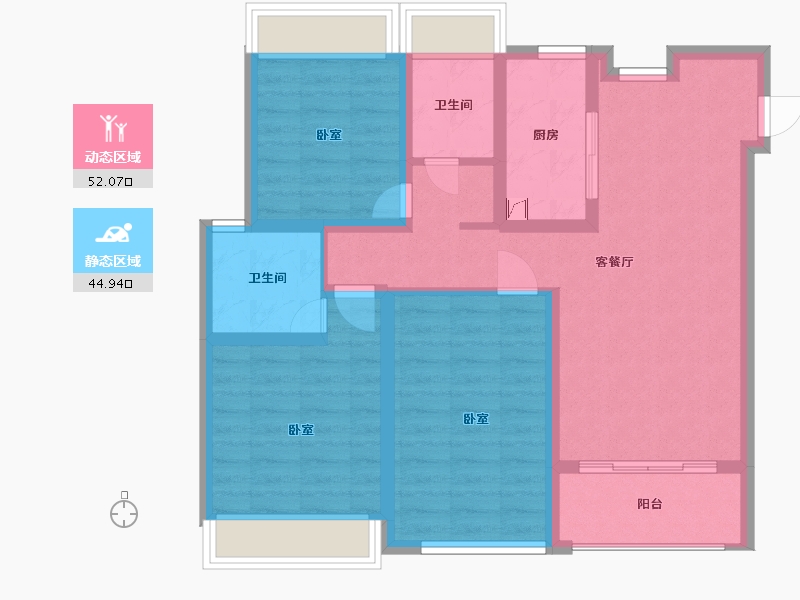 江苏省-无锡市-无锡中海寰宇天下-85.71-户型库-动静分区