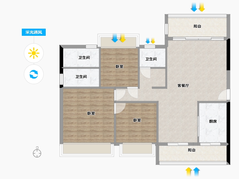 湖南省-郴州市-汇华玉珑新城-102.00-户型库-采光通风