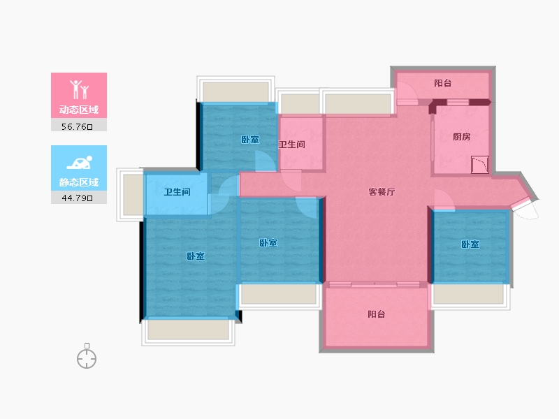 广东省-深圳市-深圳东星河丹堤-90.30-户型库-动静分区