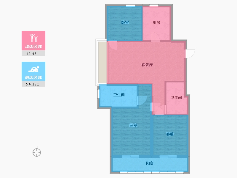 浙江省-舟山市-绿城沁润公寓-87.23-户型库-动静分区