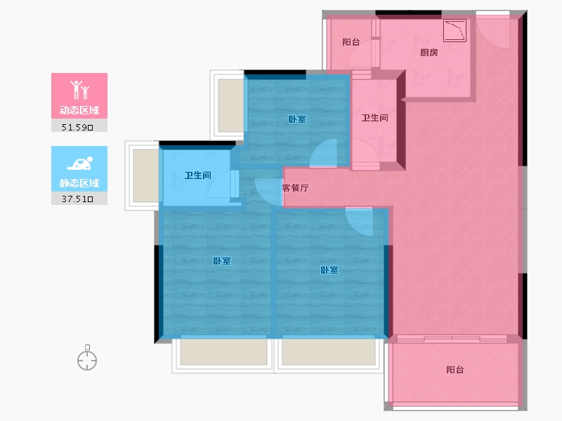 广东省-深圳市-碧桂园城央印象-79.15-户型库-动静分区