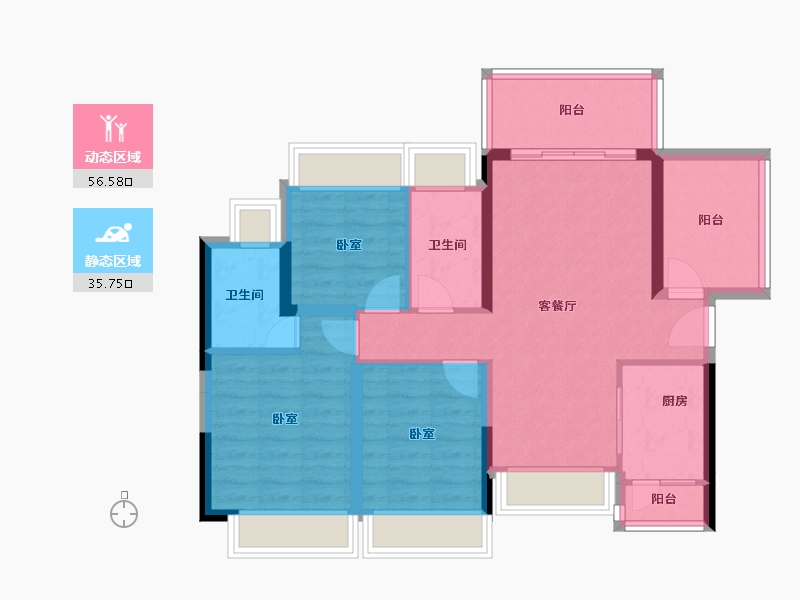 广东省-深圳市-碧桂园城央印象-81.86-户型库-动静分区