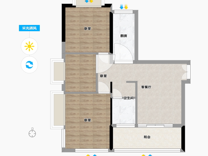 湖南省-郴州市-郴州湘华帝景-70.00-户型库-采光通风