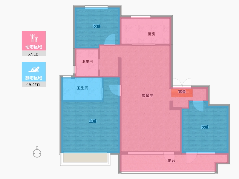 山东省-泰安市-中南樾府-105.00-户型库-动静分区