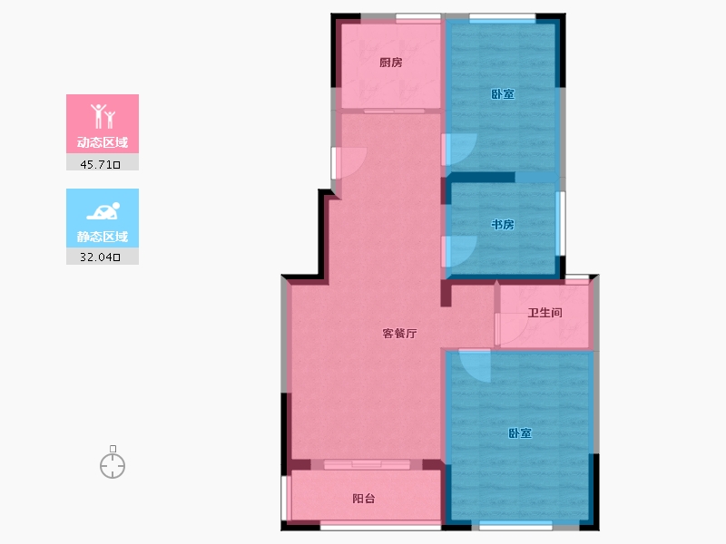 江苏省-镇江市-恒泰·蓝湾-69.00-户型库-动静分区