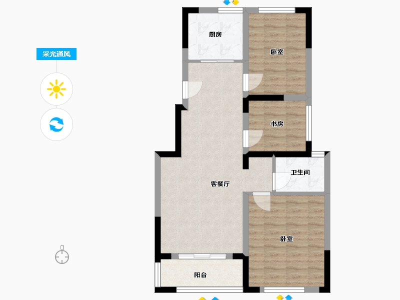 江苏省-镇江市-恒泰·蓝湾-69.00-户型库-采光通风