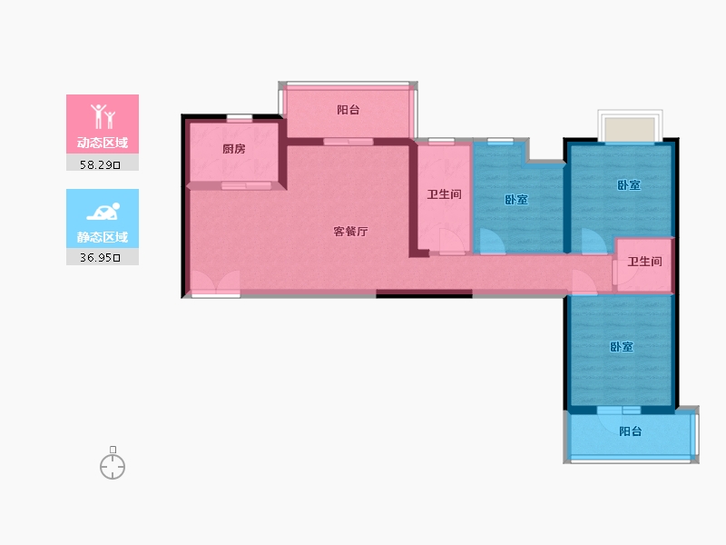 湖北省-武汉市-卧龙墨水湖边领墅-84.29-户型库-动静分区