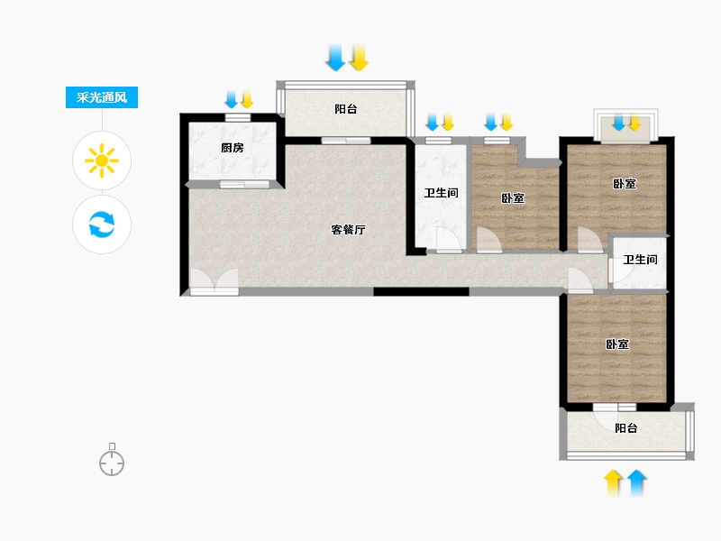 湖北省-武汉市-卧龙墨水湖边领墅-84.29-户型库-采光通风