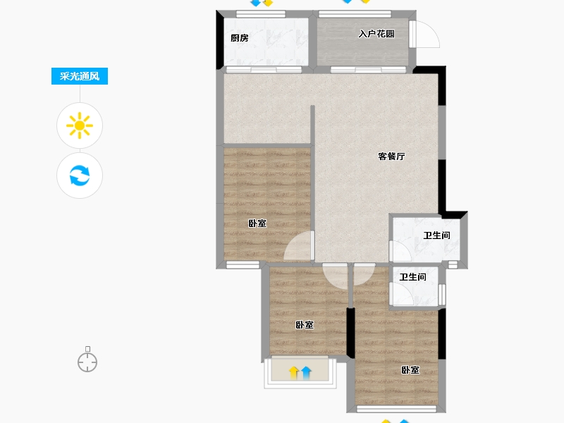 广东省-汕头市-国瑞四季园-73.59-户型库-采光通风