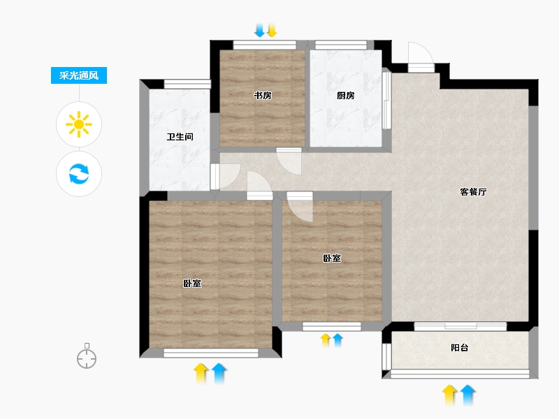 江苏省-镇江市-恒泰·蓝湾-70.00-户型库-采光通风