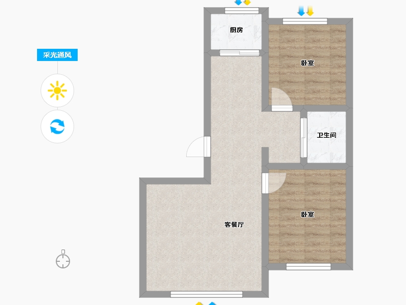 吉林省-长春市-吉盛碧海华庭·滟澜山-56.62-户型库-采光通风