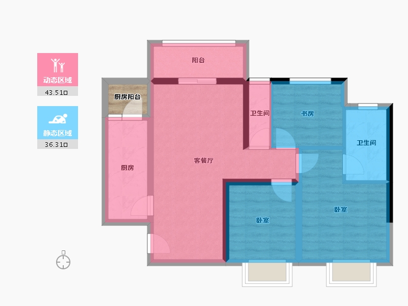 陕西省-西安市-西安深国投中心-72.38-户型库-动静分区