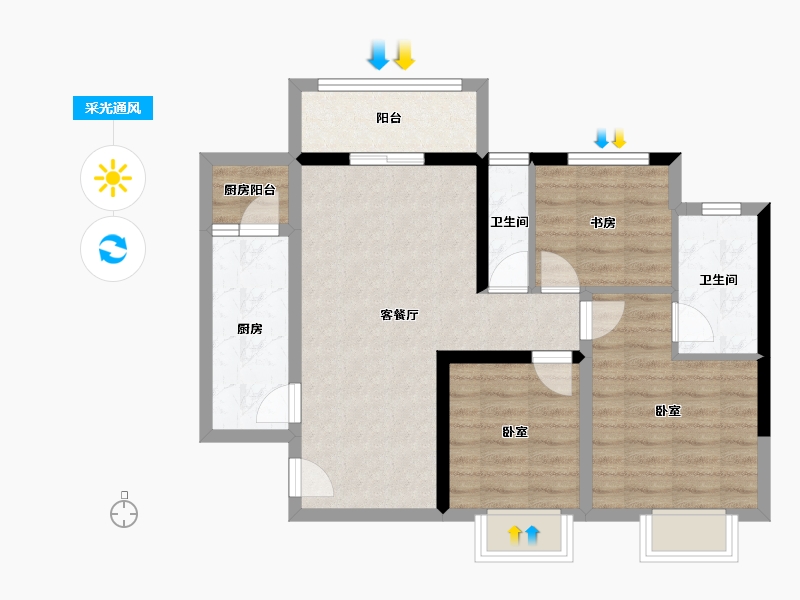 陕西省-西安市-西安深国投中心-72.38-户型库-采光通风