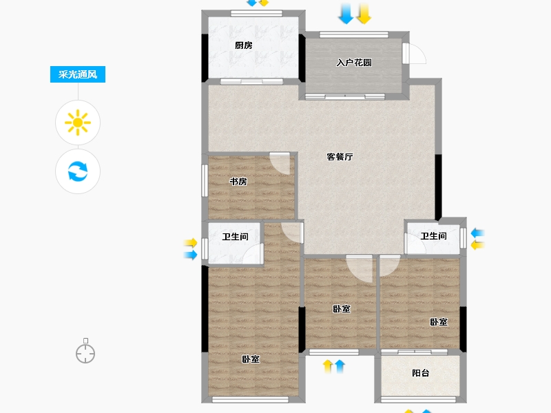 广东省-汕头市-国瑞四季园-115.19-户型库-采光通风