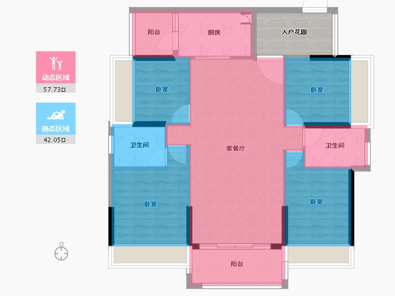 广东省-广州市-得天和苑-95.93-户型库-动静分区