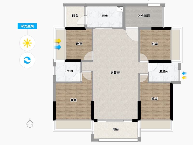 广东省-广州市-得天和苑-95.93-户型库-采光通风