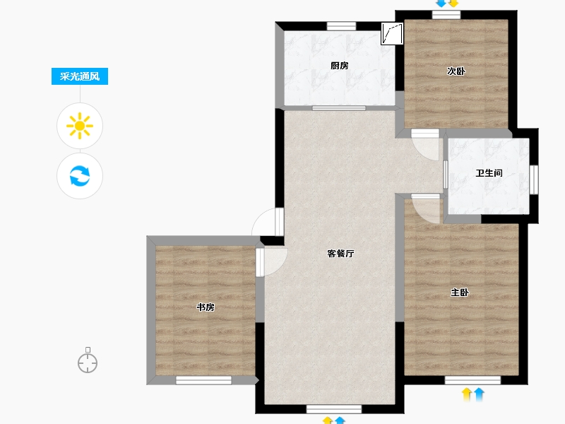 吉林省-长春市-君地天城四期-76.02-户型库-采光通风