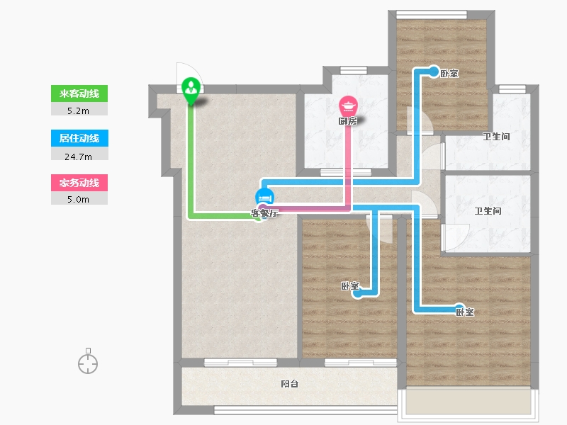 浙江省-舟山市-绿城沁润公寓-95.08-户型库-动静线