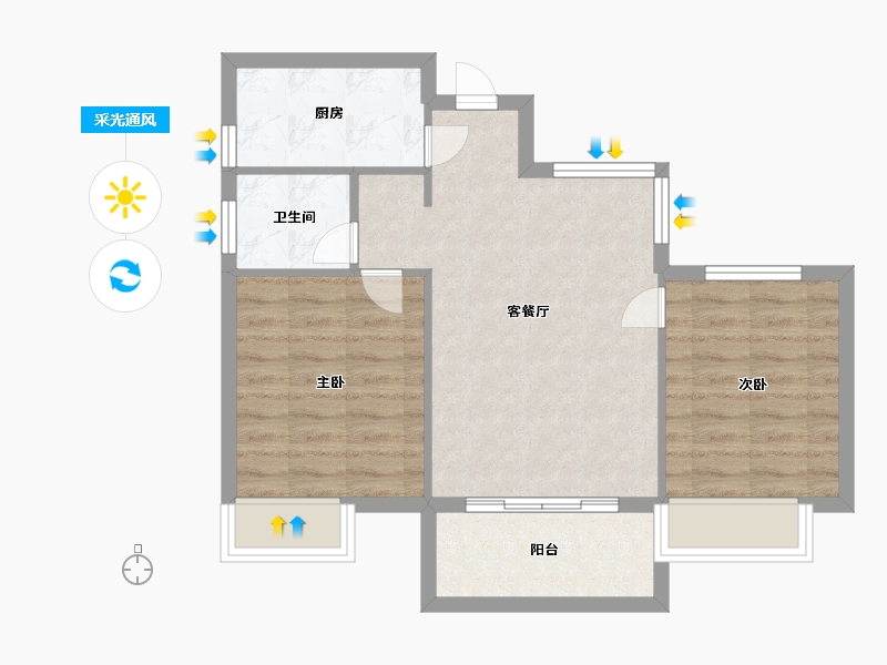 湖北省-武汉市-天屿湖-60.00-户型库-采光通风