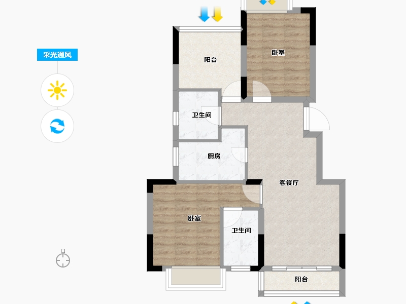 湖南省-长沙市-合能·枫丹星悦-71.00-户型库-采光通风