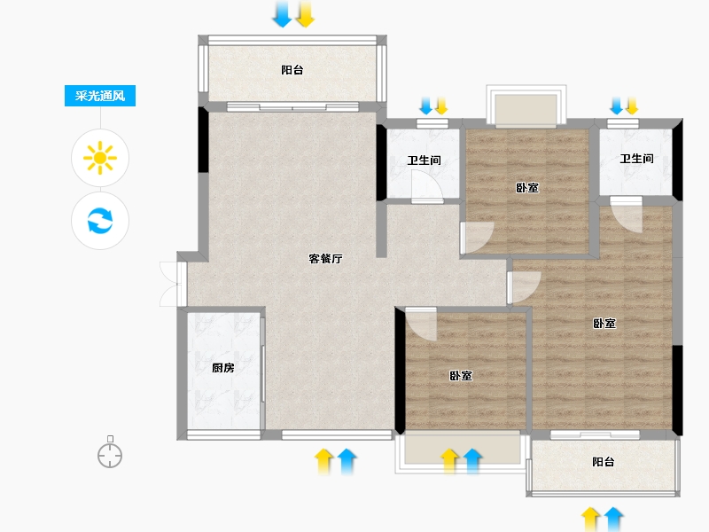 湖南省-郴州市-郴州湘华帝景-97.96-户型库-采光通风