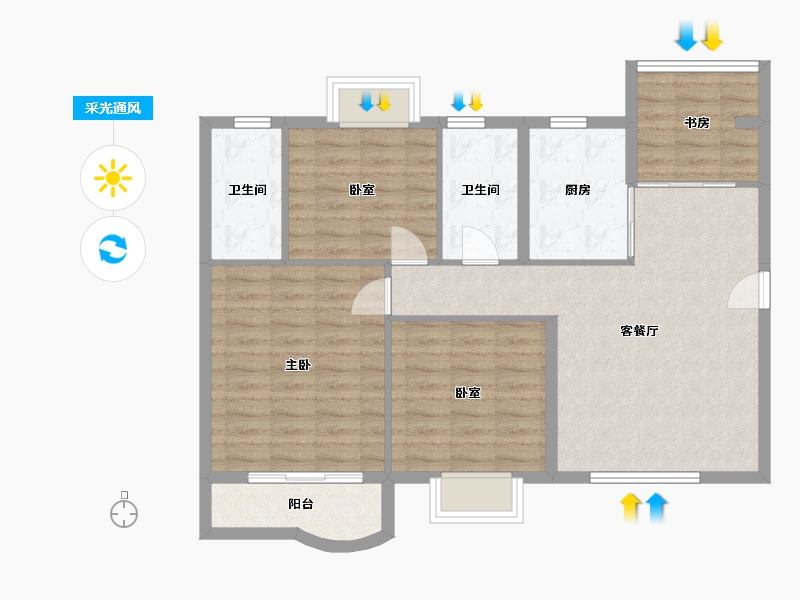 湖北省-武汉市-光谷东郡-89.59-户型库-采光通风