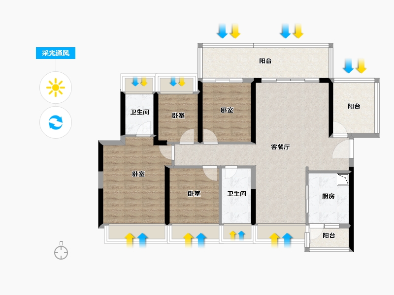 广东省-深圳市-碧桂园城央印象-108.43-户型库-采光通风