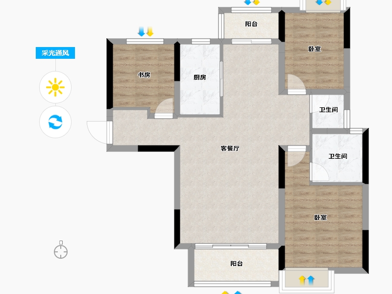 湖南省-长沙市-长沙亿达智造小镇-88.55-户型库-采光通风