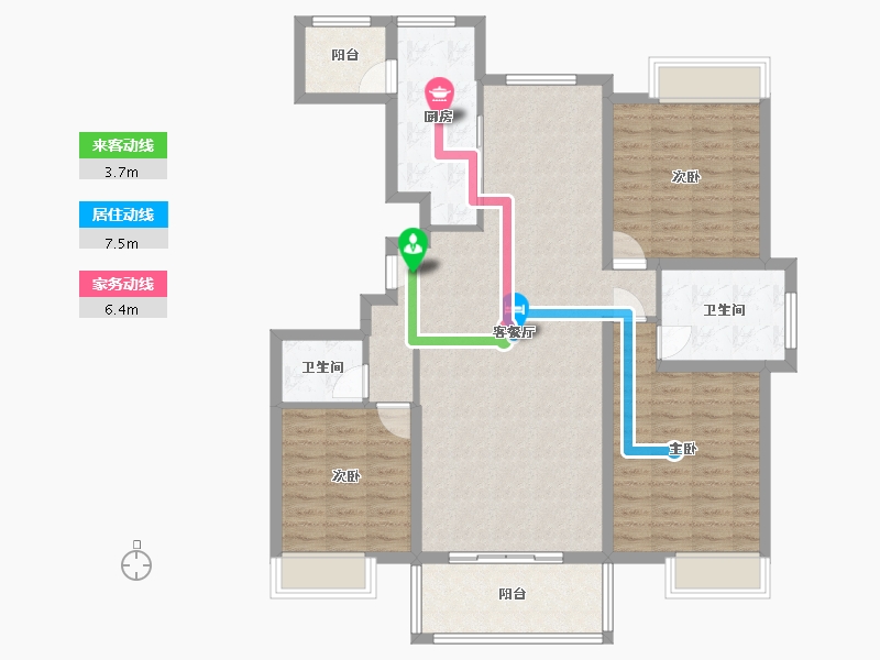 陕西省-西安市-唐樾六和坊-114.96-户型库-动静线