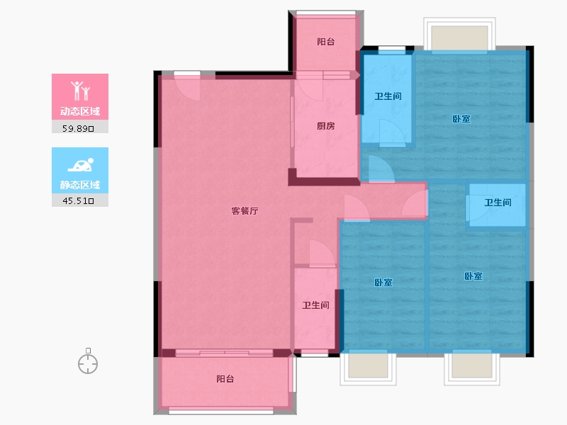 广东省-梅州市-锦绣湾-95.23-户型库-动静分区