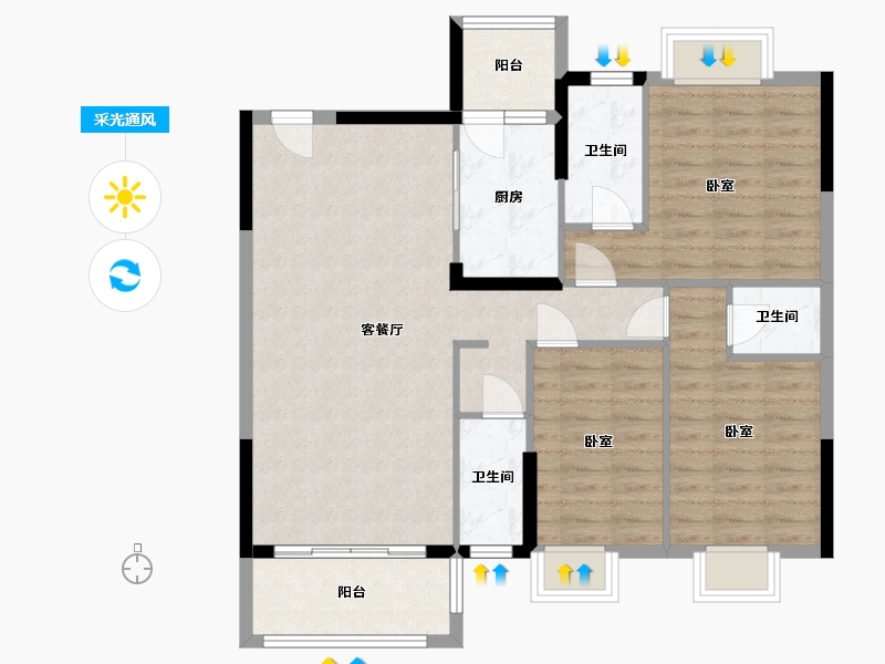 广东省-梅州市-锦绣湾-95.23-户型库-采光通风