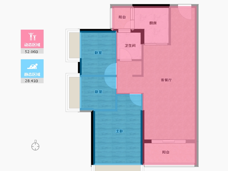 广东省-肇庆市-肇庆富力尚悦居-72.00-户型库-动静分区