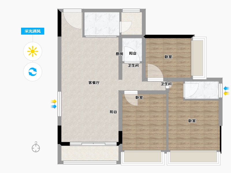 湖南省-郴州市-福城桃源-93.00-户型库-采光通风