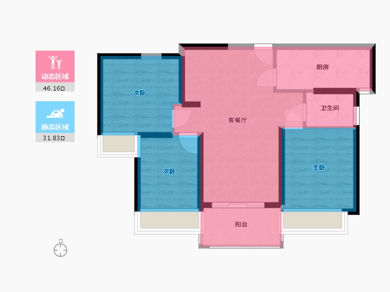 陕西省-西安市-碧桂园天玺-69.68-户型库-动静分区