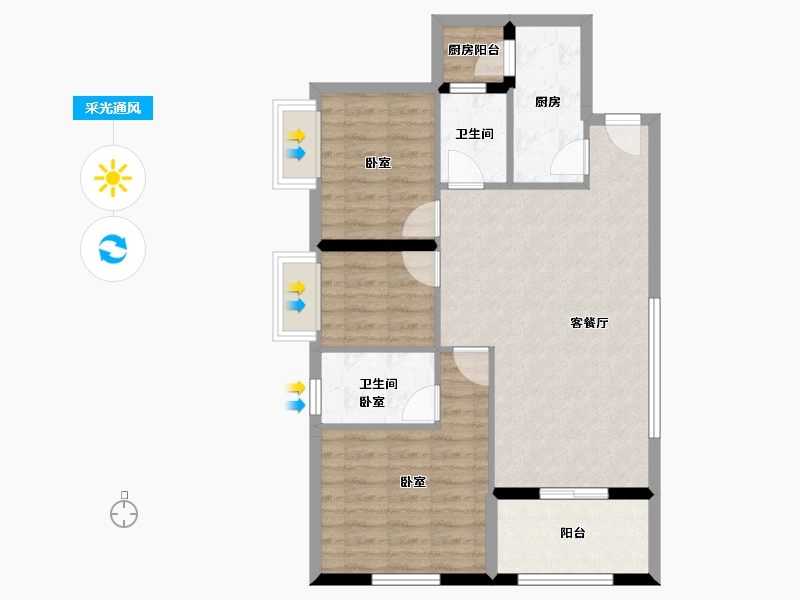 陕西省-西安市-西安深国投中心-76.93-户型库-采光通风