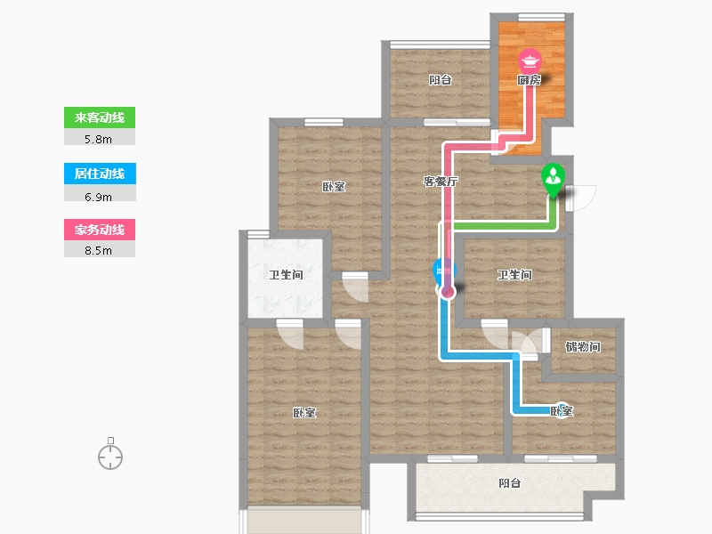 江苏省-镇江市-恒泰·蓝湾-111.66-户型库-动静线