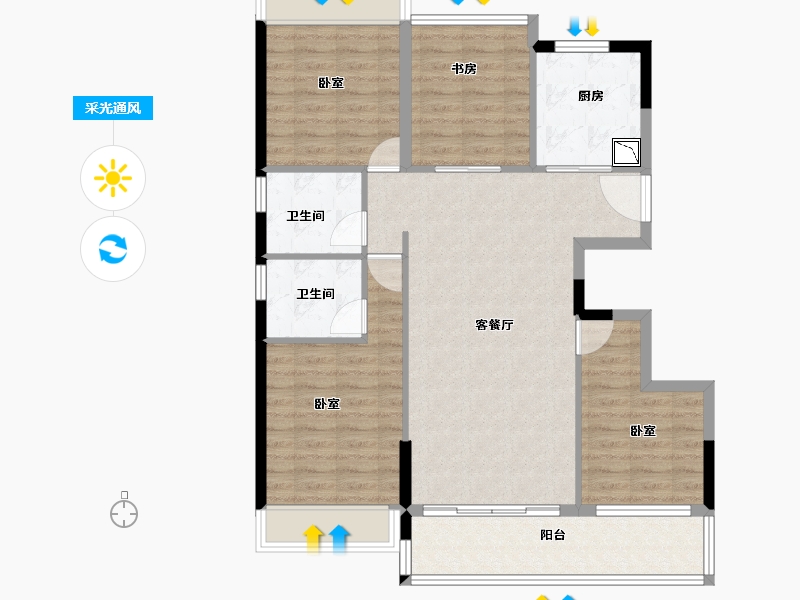 广东省-广州市-佳兆业悦江府-100.00-户型库-采光通风