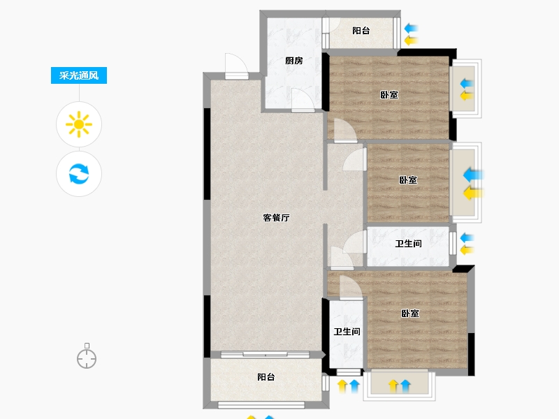 广东省-梅州市-锦绣湾-90.86-户型库-采光通风