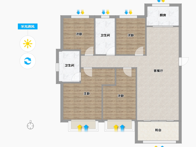 浙江省-湖州市-宝龙世家-105.84-户型库-采光通风