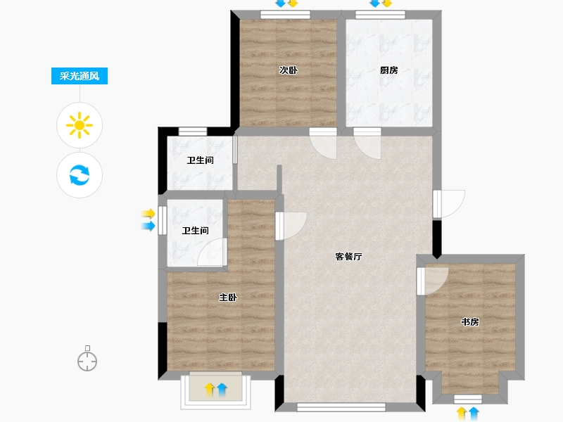 吉林省-长春市-睿德上品-75.31-户型库-采光通风