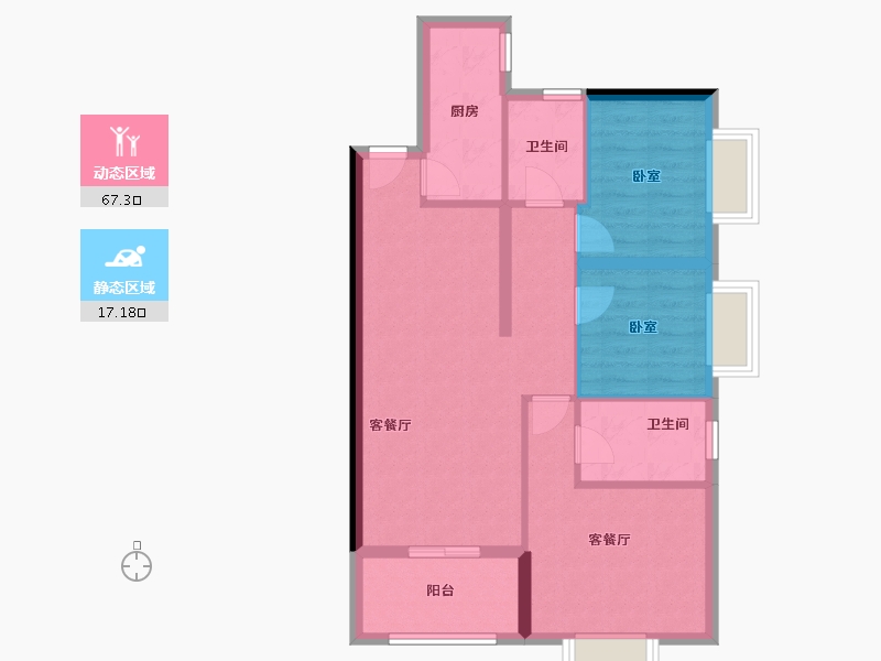 陕西省-西安市-西安深国投中心-75.51-户型库-动静分区